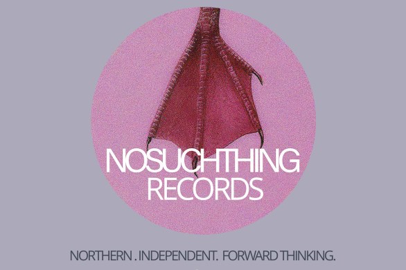Logo for No Such Thing Records - a dark pink bird’s webbed foot on a pale pink background
